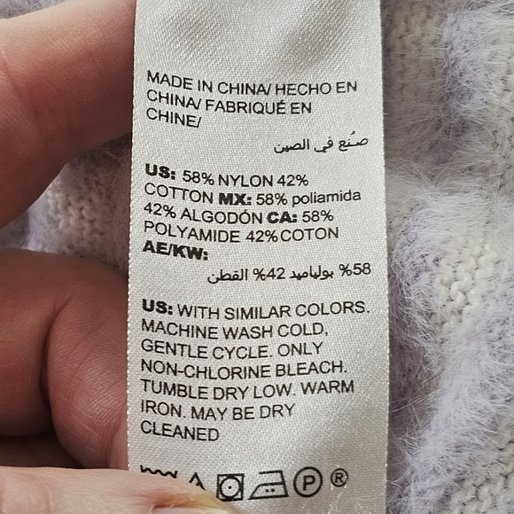 Chicos Zenergy Striped Fuzzy Pastel Turtleneck Sweater in 1 (8) - Picture 4 of 5